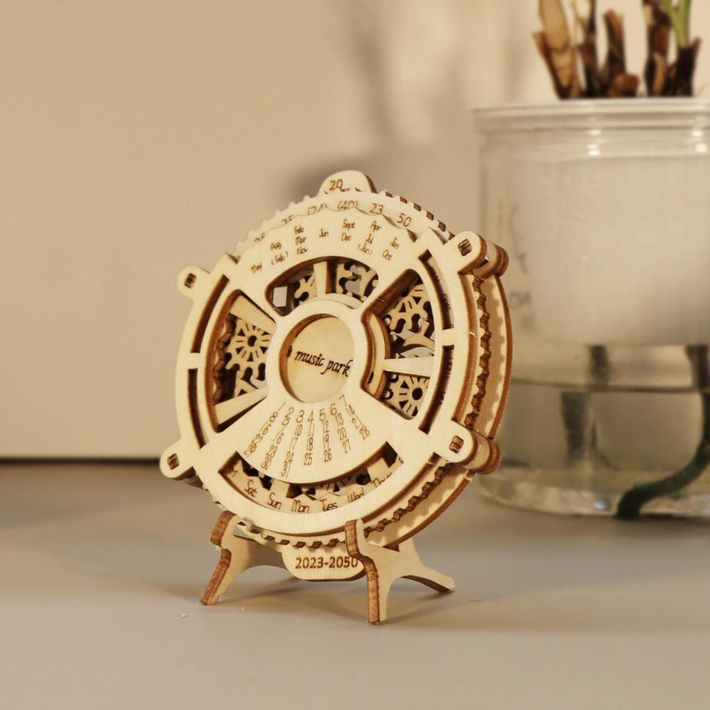 Music Park 3D Wooden Puzzle for Adults, Perpetual Calendar Model Set, DIY Crafts, Christmas Gift