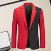 Men Suit Coat Lapel Notch Collar Single Button Long Sleeves Contrast Color Slim Fit Straight Anti-wrinkle Formal Business Men Jacket