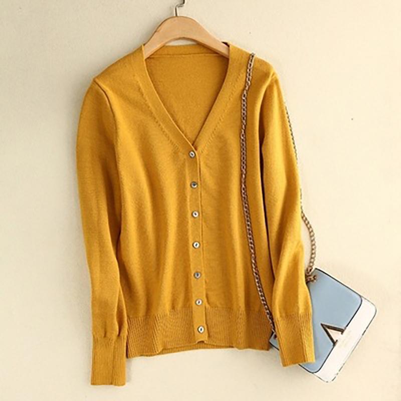 Damen Strickjacken Herbst Winter Einreihig V-Ausschnitt Gestrickter Pullover Frühlingsmode Kurze Strickwaren Einfarbige Strickjacke Pullover