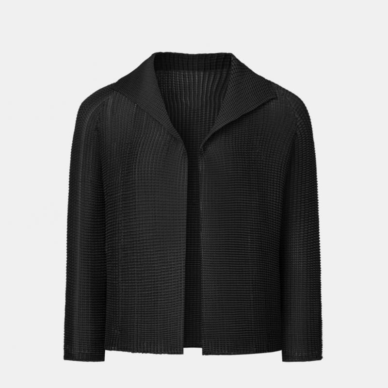Pleats Me Mesh Open Collar Cardigan Epcdm126008