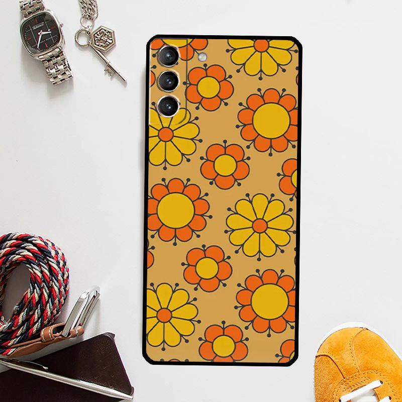 70s hippie  Psychedelic floral Case For Samsung Galaxy S25 Ultra S20 S21 S22 S23 Plus S24 Ultra S9 S10 S25 FE Cover Coque