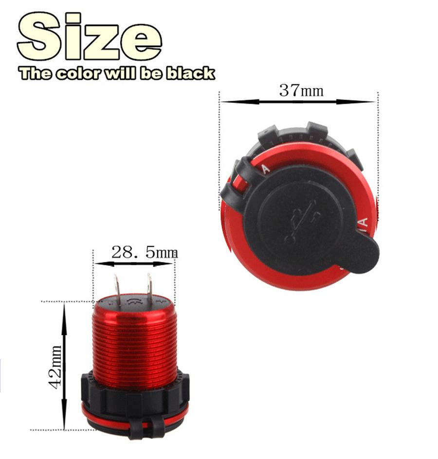 Waterproof Aluminum Dual Usb Led Quick Charger Socket Power Outlet 2.4A & 2.4A (4.8A) With Wire In-Line 10A Fuse For Car Boat Marine Motorcycle Rv Tru