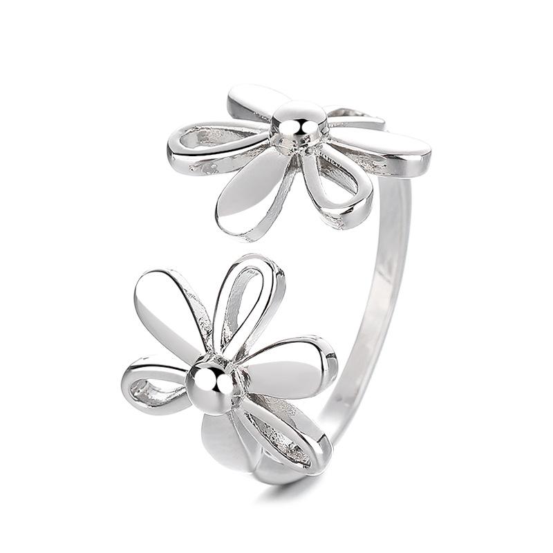 2026 Retro Plain Ring Flower Ring Women's Light Luxury Exquisite High Sense Fashion Versatile Opening Adjustable Index Finger Ring