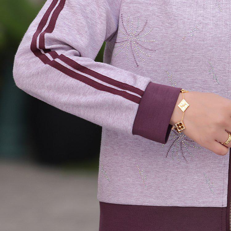 Spring Casual Jacket & Pants Set - Stylish Plus-Size Sportswear for Middle-Aged & Elderly Women