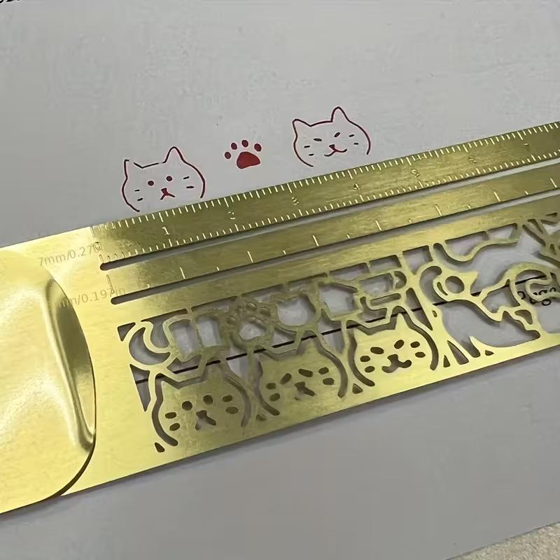 Adorable Cat Bookmark & Stencil Ruler, 2-in-1 Creative Tool for Journals/Planners