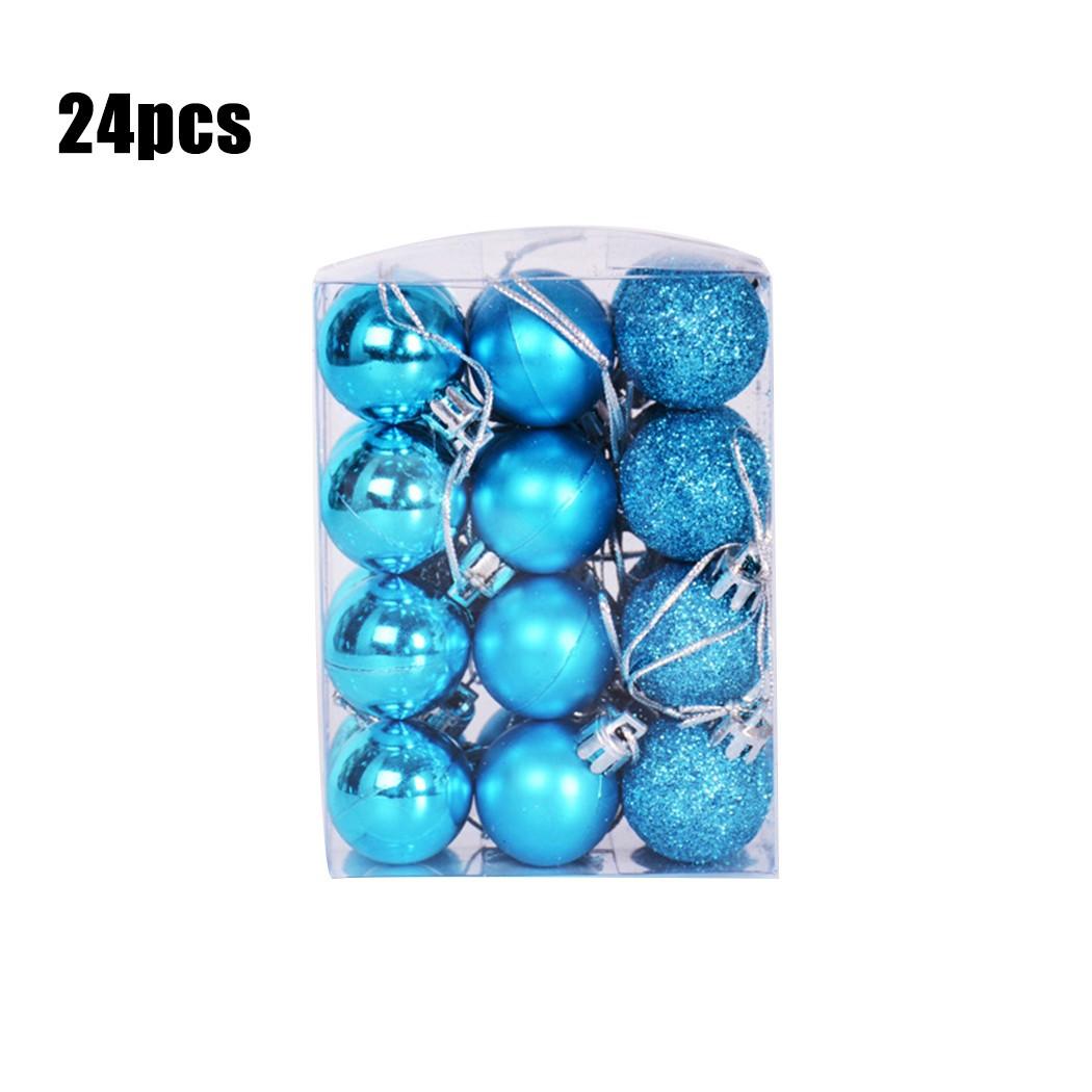 

24 шт. Блестящие Матовые и Сверкающие Подвесные Шары для Рождества Украшения для Рождественской Елки озеро синий
