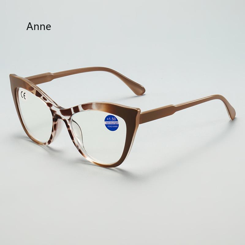 New Large Frame Cat's Eye Presbyopia Anti-blue Light Spring Foot Elderly Reading Glasses Women's Eyepieces Diopter To +4.0