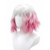 Fantasy White Gray Pink Gradient Air Bangs Chemical Fiber Synthetic Wig | Short Wave Curly Hair |sweet Cool Girl Youth Style Wig