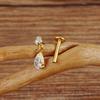 Right Grand ASTM F136 Titanium 16G Teardrop Dangle CZ Labret Stud Waterdrop Tragus Cartilage Earring Flatback Helix Piercing