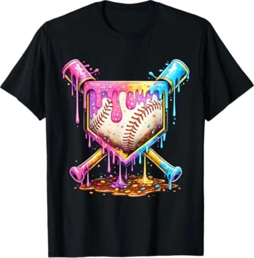 Baseball Drip for Boys Ice Cream Drip Youth Boys Baseball T-Shirt S