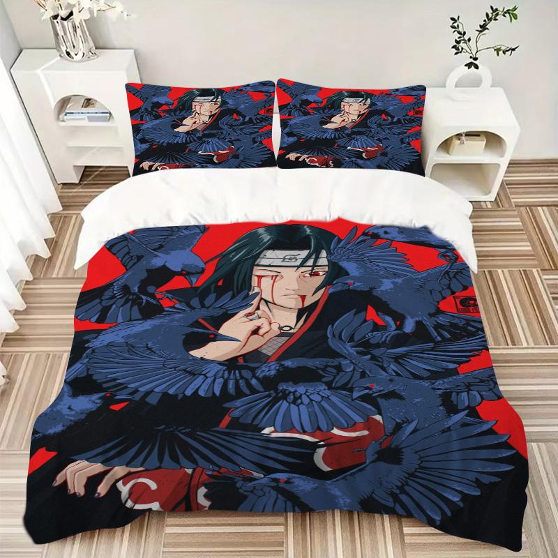 Itachi Crow Illusion Print 3Pcs Bedding Set,Duvet Cover with 2 Bedro,Pillowcase Home Birthday Gift