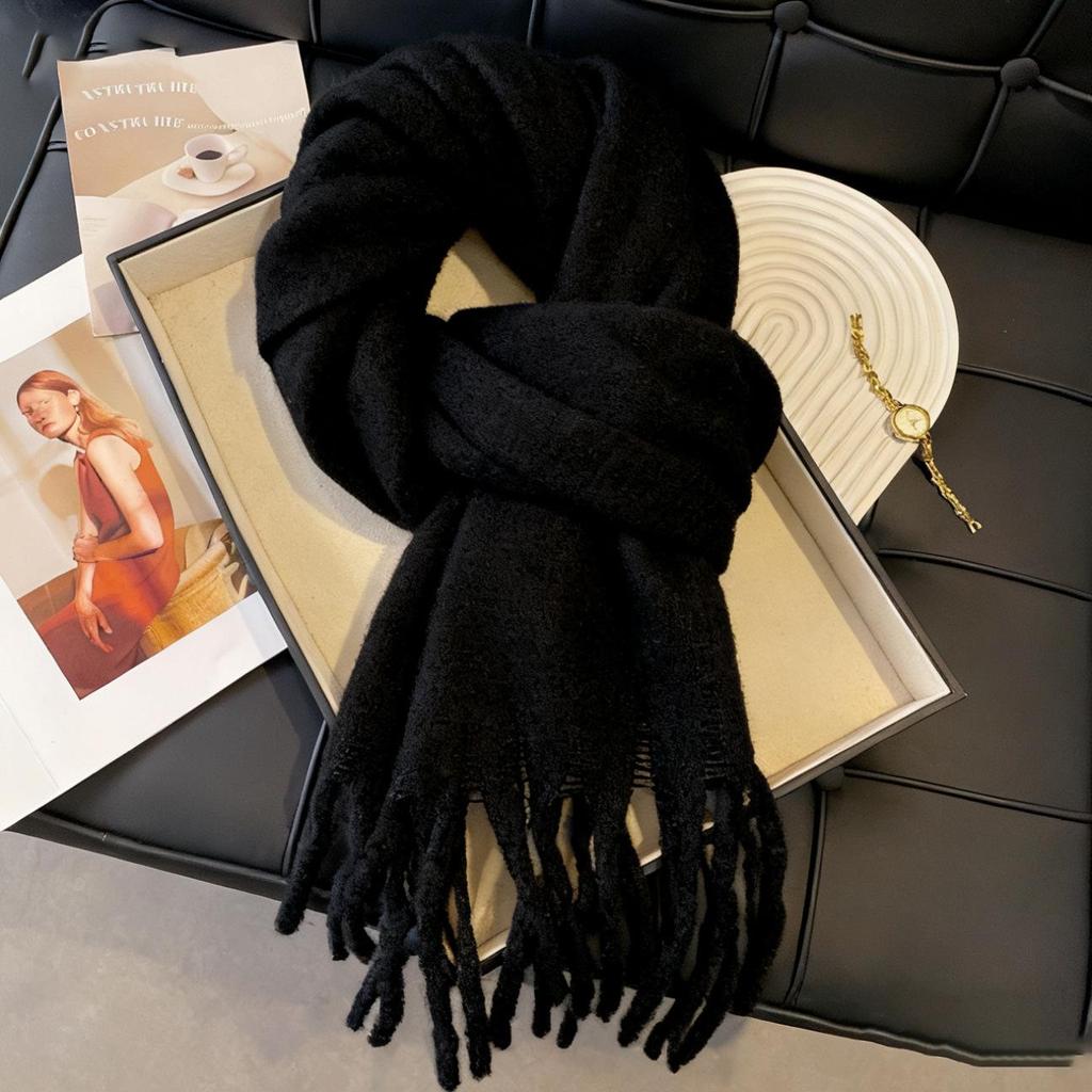 Women's Winter Imitation Cashmere Scarf - White Mohair Shawl Neck Warmer