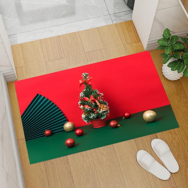 Christmas Snowman Patterned Door Mat Artistic Festive Print Mat Non Slip Floor Mat For Entryway Doorstep Home Decor