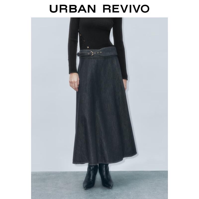 UR Women s Retro Belted Washed Denim Skirt XS