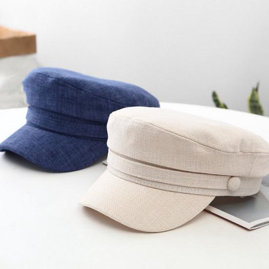 Damen Baskenmütze Vintage Stil Feine Textur Einfarbige 8-Bahnen Schiebermütze für Party