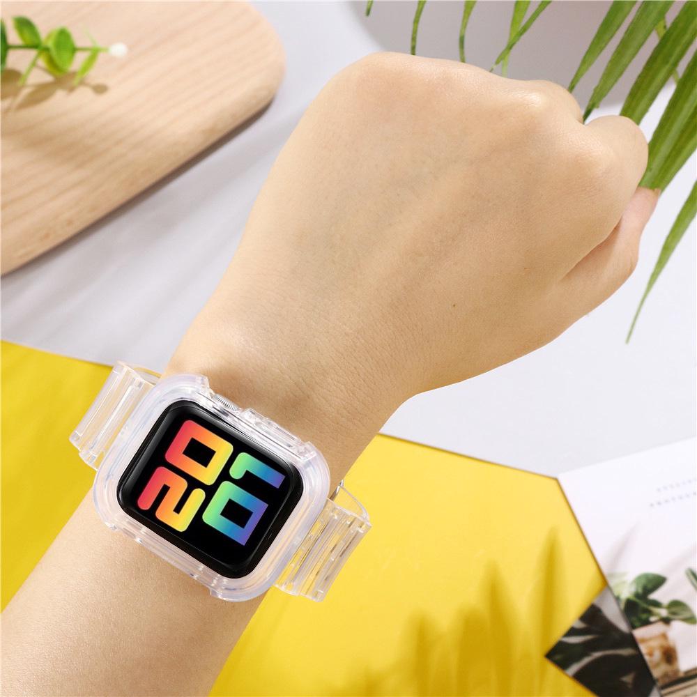 Transparent Glacier Replacement Strap with Integrated Protective Case for Apple Watch Series 7/SE/6