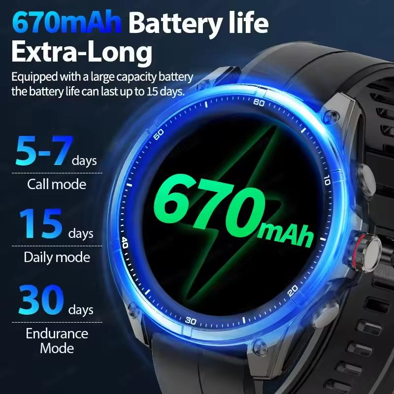 New Dual Band GPS Outdoor Sports Smart Watch Men 1.43" AMOLED Screen 5ATM Waterproof Compass Altimeter Military Smartwatchs