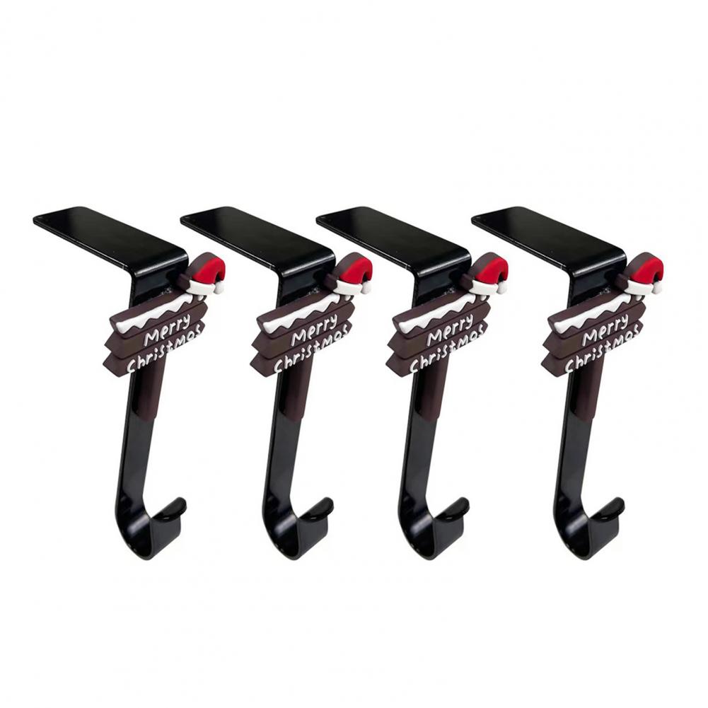 4 Pcs Christmas Stocking Hooks Metal L Shaped Stocking Hooks Mantel Hook for Xmas Wreaths Stockings Balls Navidad 2025