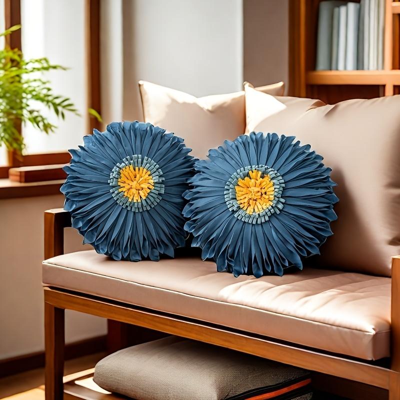 1pc Contemporary Floral Throw Pillow Cover, Handcrafted Artistic Cushion Case, Machine Washable Polyester Decorative Pillowcase with Zipper Closure