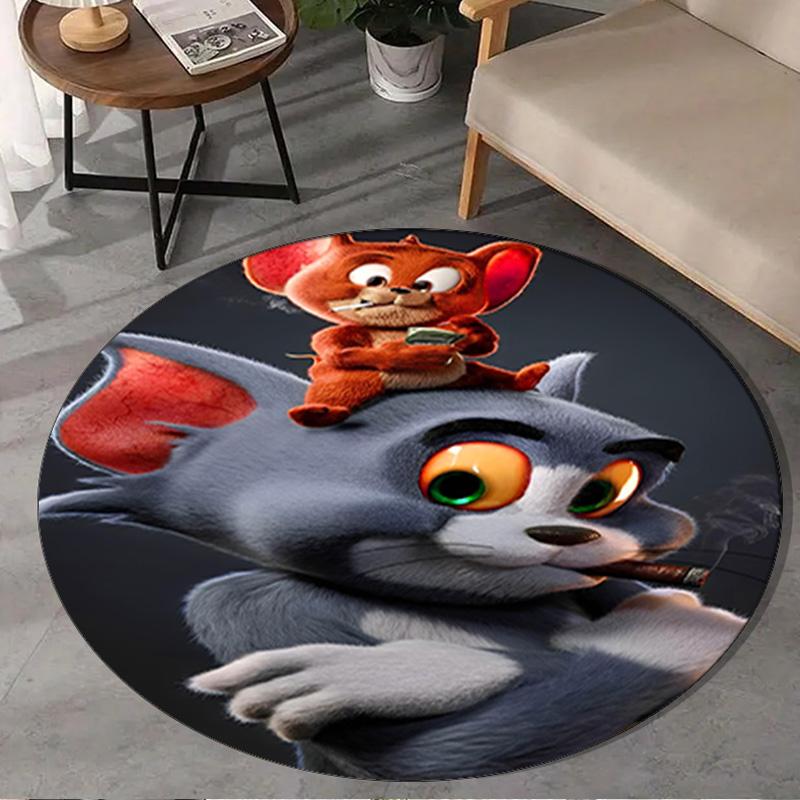 1PC Jerry Adventure Round Rug, Non-slip Chair Mat, Home Decor, Circle Carpet Perfect for Office, Bedroom, Living Room,Christmas gift