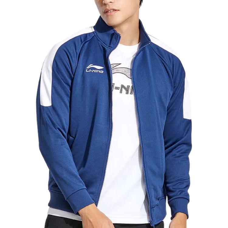 Li Ning Logo Zipper Long Sleeve Stand Collar Jacket Unisex jackets Dark-Blue YWDT105-2