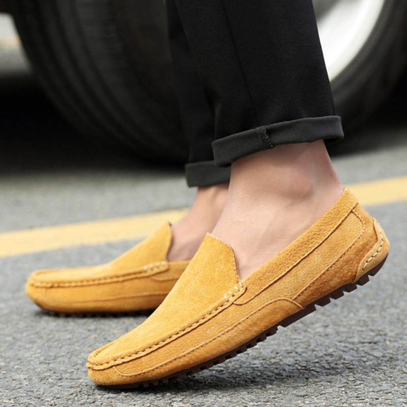 Suede Leather Man Loafers Luxury Casual Shoes Lightweight Men Shoes Moccasins Soft Soled Flats Handmade Slip On Driving Shoes