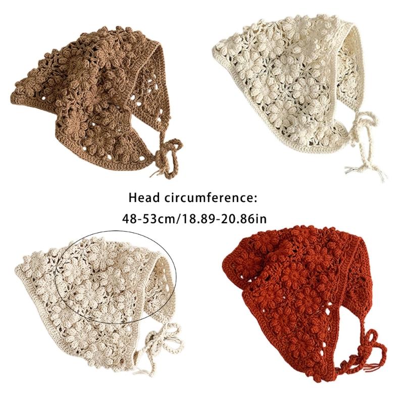 Verstellbares, gestricktes Baby-Kopftuch mit zartem Lochmuster, bequeme Kopfbedeckung, Haarschmuck für Babys und Kinder