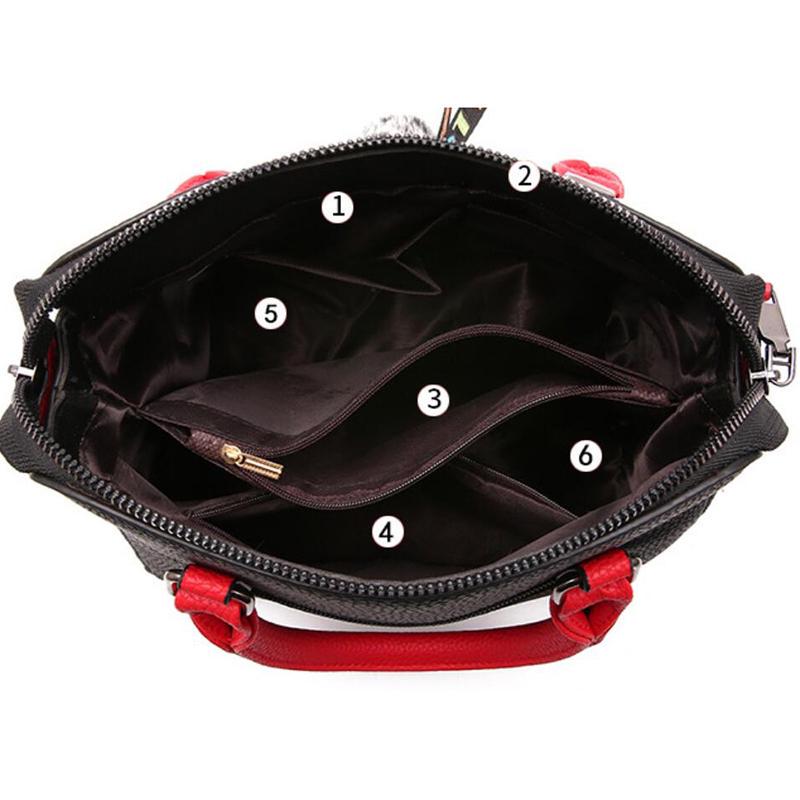 PU Leather Women Messenger Bag Fur Ball Crossbody Flap Bag Female Shoulder Bag Solid Color Handbags