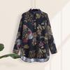 Comfortable Casual Loose Fit Blouse  Long Sleeve Printed Cotton Linen Top