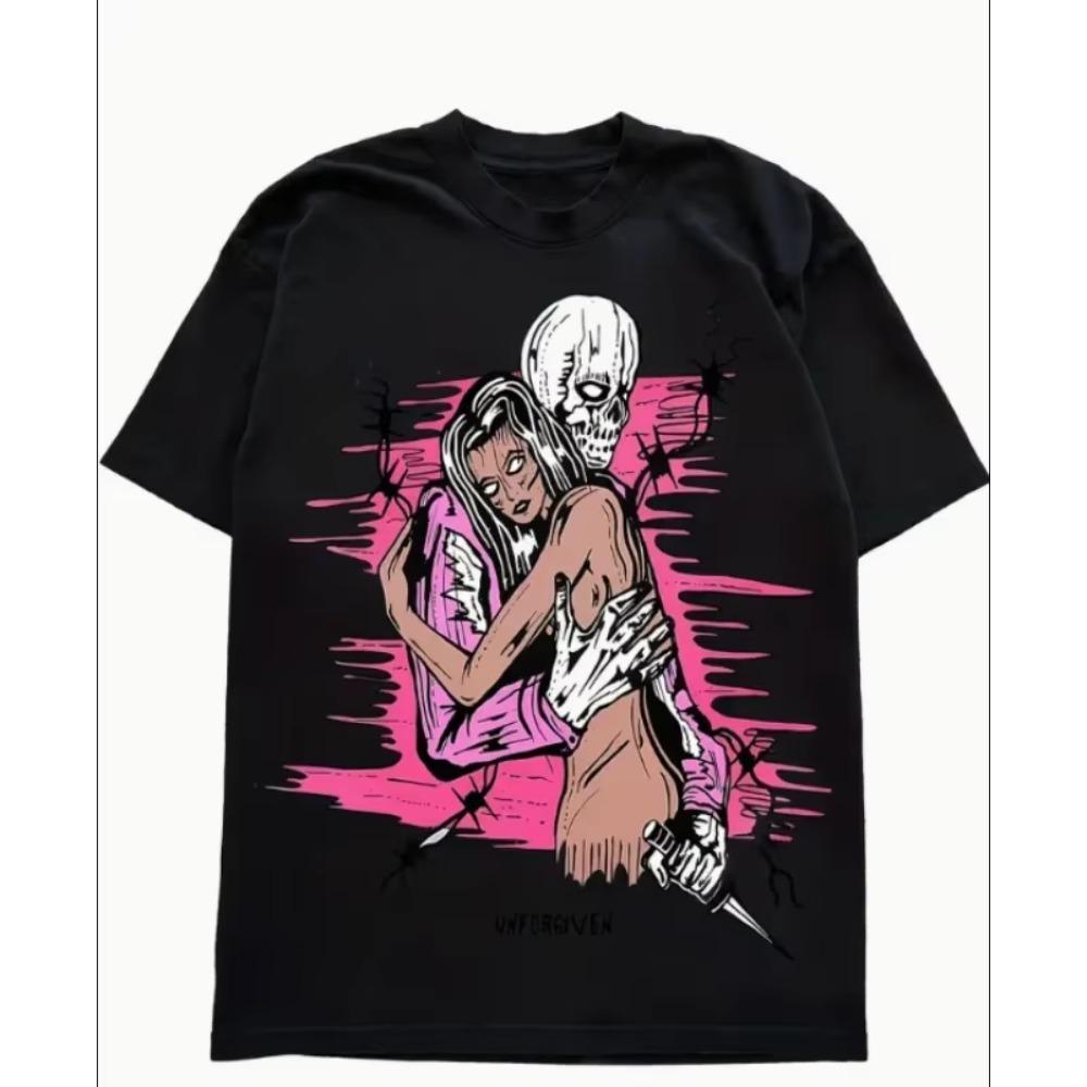 High Quality Cotton Men's LOVE Short Sleeves Fashion American Hip-hop Rock Retro Punk T-shirt Summer Oversized Crew Neck Unisex