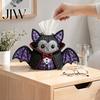Country Style Haunted House Decor Tissue Box DIY Sewing Kit, Halloween Theme, Patchwork Fabric Craft Spooky Ornament Making Set, Handicraft