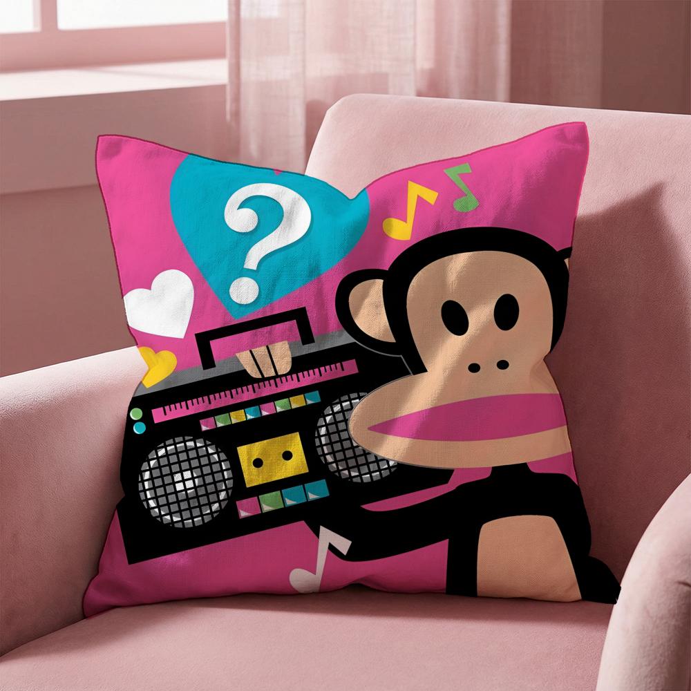Cartoon P-Paul Frank Monkey Cushion Cover Multi-Scene Pillow Cover for Home & Car - Reversible, Soft & Durable for Daily Use