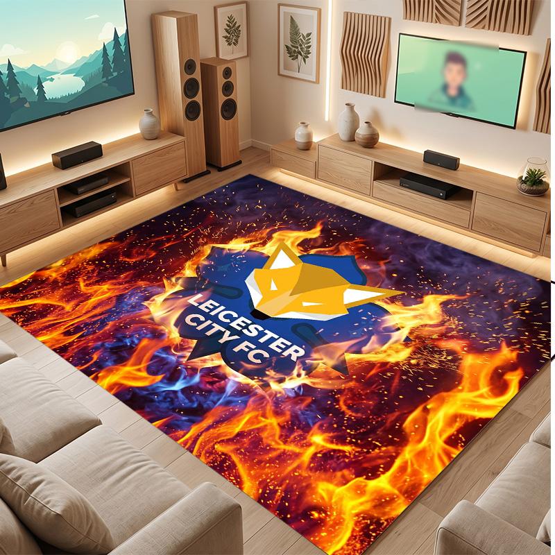 Tappeto in Velluto di Cristallo con Stampa del Leicester City Football, Comodo Assorbente d'Acqua Antiscivolo Tappeto per Pavimenti Interni