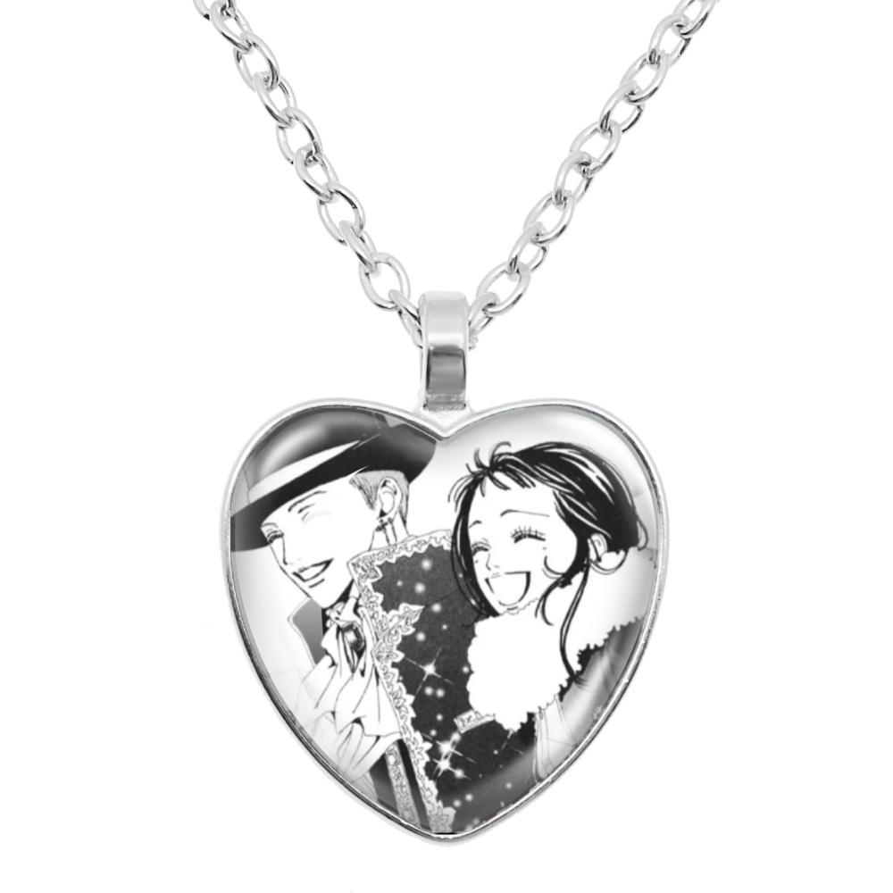 Paradise Kiss Anime Necklace Yukari Hayasaka Miwako Sakurada Glass Heart Shape Pendant Necklace Charm Jewelry Friend Gift