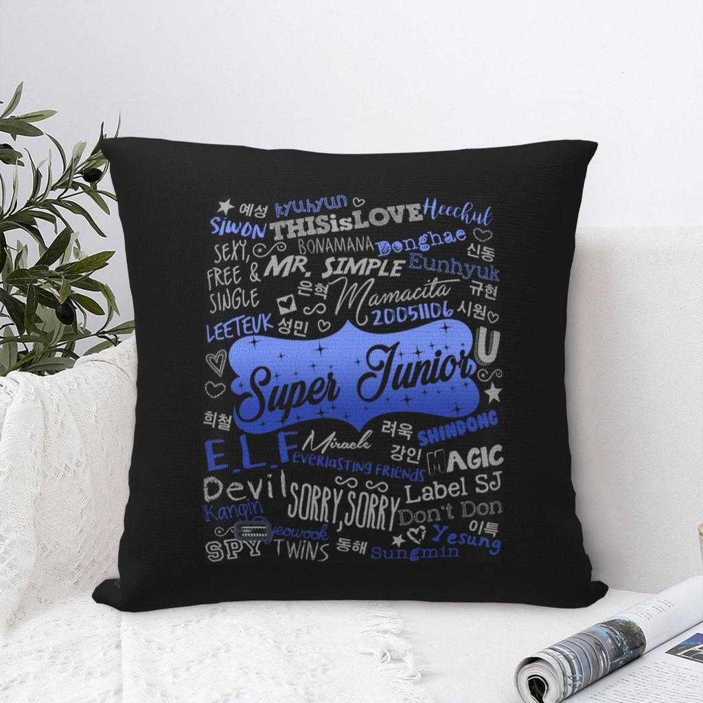 Super Junior Logo  Square Pillowcase Cushion Cover Pillow Case Throw Pillow Cover for Home Sofa Living Room