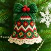 Diy Crochet Christmas Bell Ornament Kit,Perfect Beginner Christmas Kit,Hand-Knitted Christmas Bell Decoration