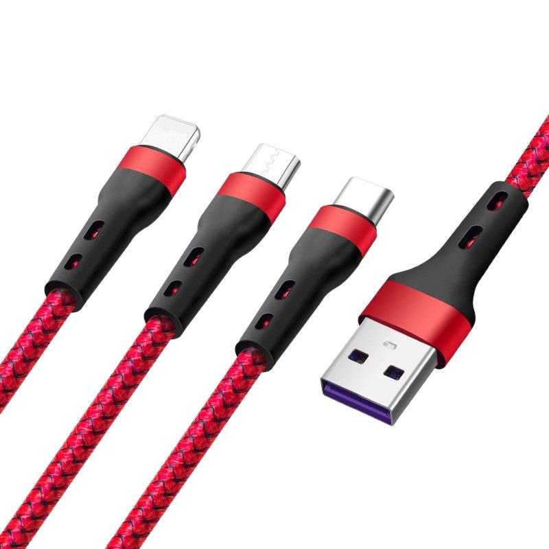 PD100W 3-in-1 Fast Charging Cable for iPhone 15, Android, and LeEco Devices