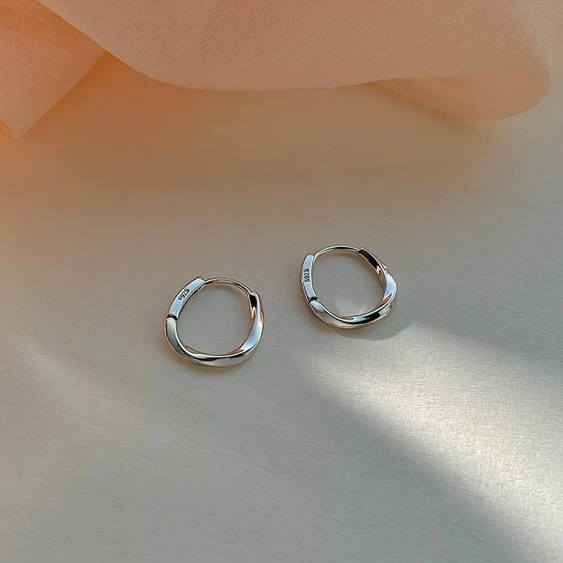 925 Sterling Silver Round Stud Earrings for Women Simple Inlaid Design Hoops Earrings Wedding Party Jewelry Accessories Gifts