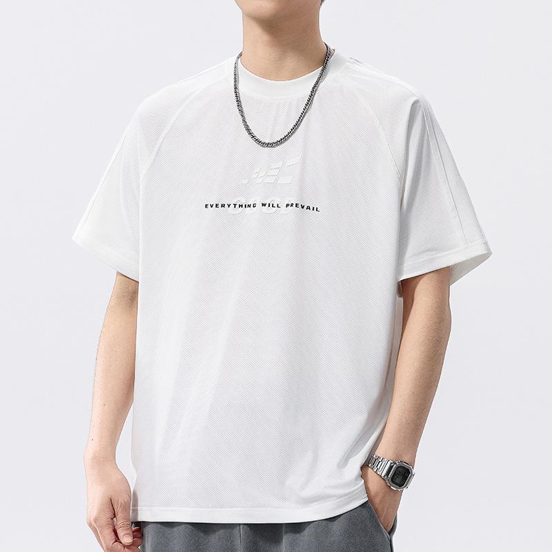 Summer Thin American Sports Ice Silk Cool Printed Short-sleeved T-shirt Men's Round Neck T-shirt Short-sleeved