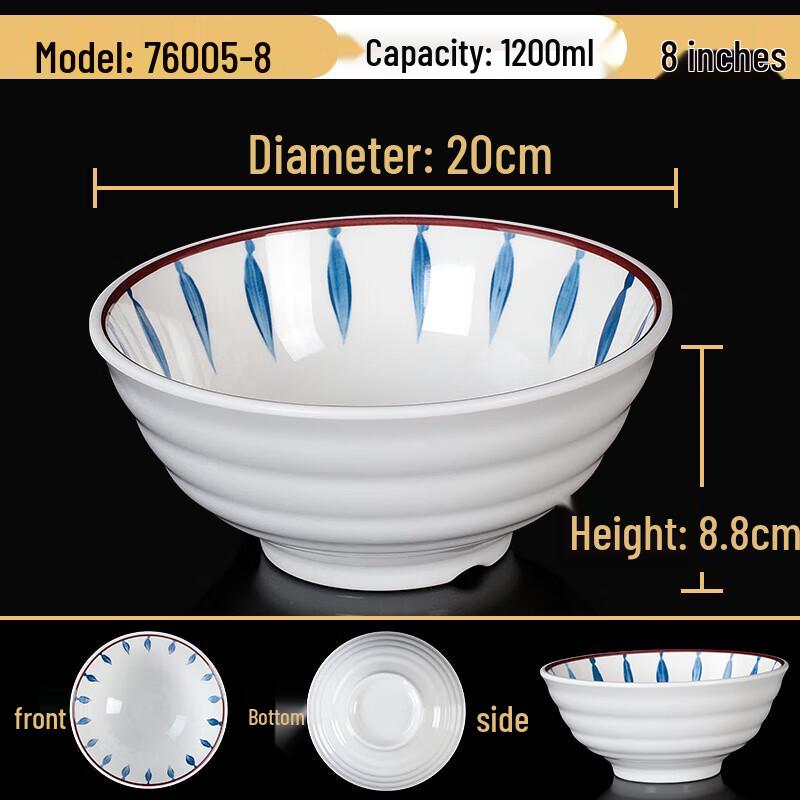 Ru Han Melamine Deep Noodle Soup Bowl - 10-Pack