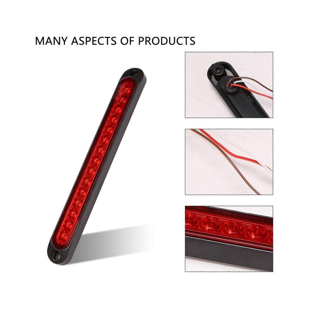 10 Inch Truck & RV Trailer Light Bar 15 Led Third Brake Lights Red