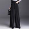 Women's High Rise Wide Leg Pants Loose Fit Elegant Commuter Straight Leg Polyester Drapey Suit Trousers For Spring Summer