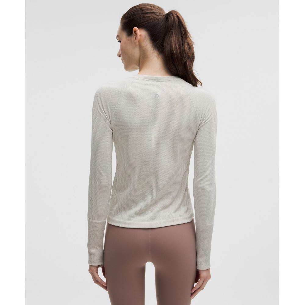 Lululemon Swiftly Tech Long Sleeve Shirt 2.0 Waist Length  Sparkle Light Ivory Rainbow Lurex