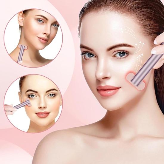 Red Light Therapy for Face 4 In 1 Skincare Tool with EMS Microcurrent Vibration for Face Rechargeable Face Massager Machine for Facial Eye Care