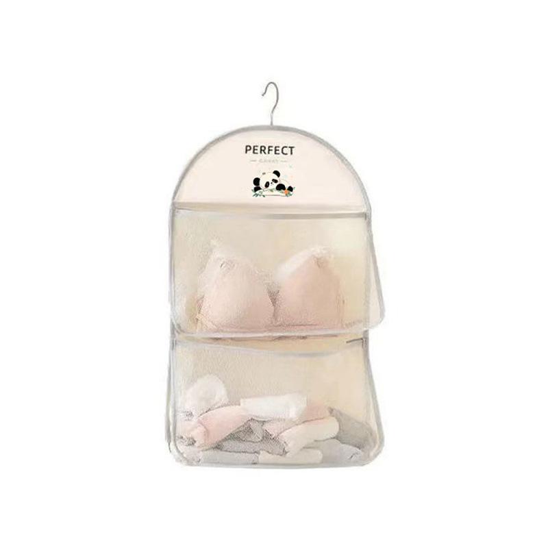 1Pcs 2/3Layer Large Capacity Storage Mesh Bag Underwear Socks Storage Bag Breathable Wardrobe Organizer With Clothes Hanger