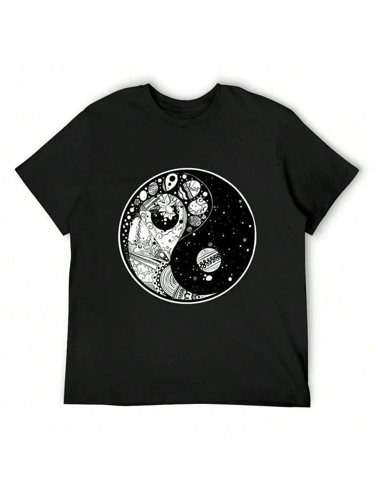 Abstract Ying Yang T-Shirt Vintage Anime Shirt Anime Stuff Funny Costumes T-Shirts For Men Cotton