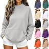 Women's Color Round Neck Loose Fit Long Sleeve Pullover Sweatshirt for Everyday Wear