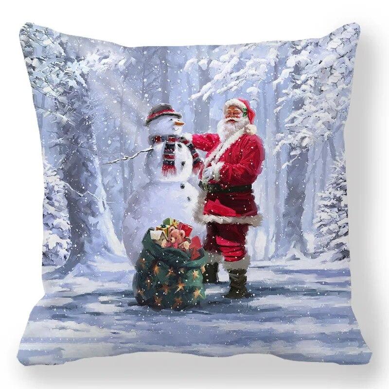 Santa Claus Home Decor Gedruckt Kissen Fall 2024 Neue Jahr Weihnachten Schlafzimmer Wohnzimmer Sofa Dekoration Kissenbezug Kissen Abdeckung