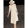 Lan Se Er 2026 Spring Elegant Beaded A-Line Midi Dress