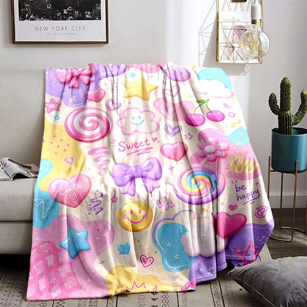 Cute Pastel Kawaii Pattern Blanket for All Seasons Blanket Lunch Break Throw Gift
